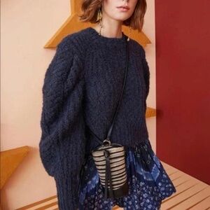 Ulla Johnson Heather Alpaca Blend Pull Over Sweater in Midnight Size M